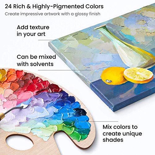 La pintura de aceite Set - 24 colores de pintura 12ml Tubes- artista pinta grado para profesionales, principiantes y estudiantes - Ideal para murales, lienzo, Retrato y Pintura - Xmas gift