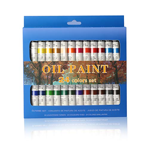 La pintura de aceite Set - 24 colores de pintura 12ml Tubes- artista pinta grado para profesionales, principiantes y estudiantes - Ideal para murales, lienzo, Retrato y Pintura - Xmas gift