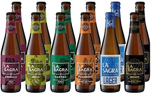 La Sagra Pack Cerveza Artesanal 6 Estilos, Botella, 12 x 330ml