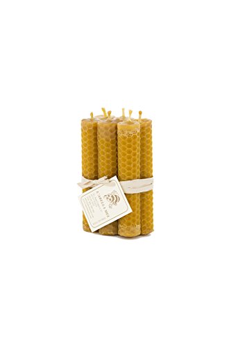 L'Abella Velas de cera de abeja 100% de España, producto natural puro, directamente del apicultor, aroma de miel, hechas a mano, 6 velas con aprox. 10 cm x 2 cm, cantidad: 3 unidades.