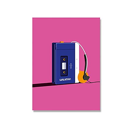 laminas para cuadrosPóster Retro Walkman reproductor de cassette impresiones de arte pop música lienzo pintura moderna Boombox juego chico Decoracion de la pared de la habitación60x90cm x1 Sin Marco