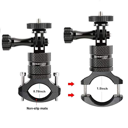 Lammcou Soporte para Bicicleta de Cámara de Acción, Soporte para Manillar de Aluminio con Adaptador de Tornillo de Metal de 1/4 para Hero 9 8 7 6 Session 4K Osmo Actioncam Bike Mount, Negro