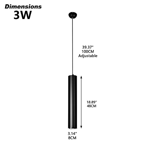 Lámpara colgante de tubo largo LED Lámpara colgante de tubo redondo negro Lámpara de araña de un solo cabezal Linternas de tubo de metal Mini Lámpara colgante de isla de cocina Focos nórdicos Lámpara