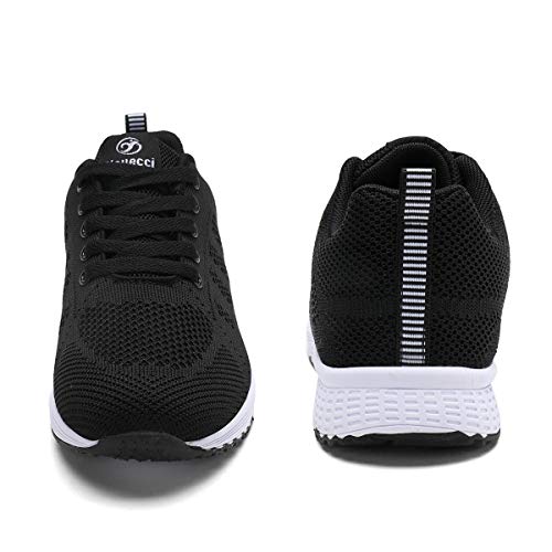 Lanchengjieneng Mujer Entrenador Zapatos Gimnasio Deportes atléticos Zapatillas de Deporte Malla Informal Zapatos para Caminar Encaje Plano Negro EU 44