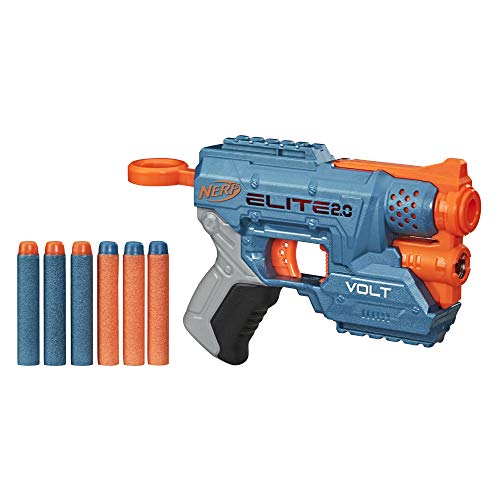 Lanzador Nerf Elite 2.0 Volt SD-1-6 Dardos Nerf Oficiales, con Rayo de luz, portadardos, 2 rieles tácticos para Personalizar la Batalla