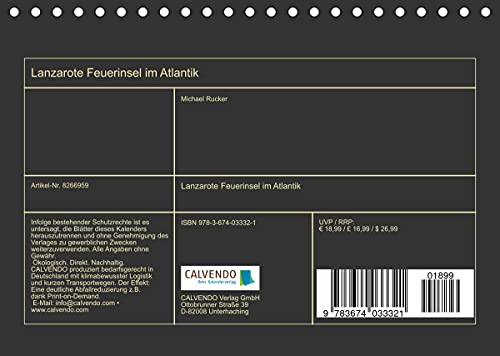 Lanzarote Feuerinsel im Atlantik (Tischkalender 2022 DIN A5 quer): Lanzarote eine vulkanisch geprägte Insel der Kanaren (Monatskalender, 14 Seiten )
