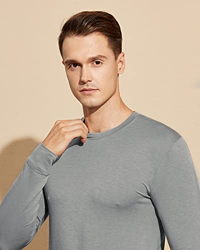 LAPASA Camiseta Térmica Hombre Cuello Redondo Cuello Alto Ropa Interior Térmica Invierno Peso Mediano Tegnología Heat+ Caliente y Transpirable M84/M105 M Gris