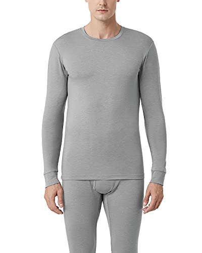 LAPASA Camiseta Térmica Hombre Cuello Redondo Cuello Alto Ropa Interior Térmica Invierno Peso Mediano Tegnología Heat+ Caliente y Transpirable M84/M105 M Gris