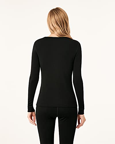 LAPASA Ropa Térmica Mujer de Lana Merino Peso Mediano Camiseta/Pantalón Ropa Interior Deportivo Invierno L48/L49 M Negro