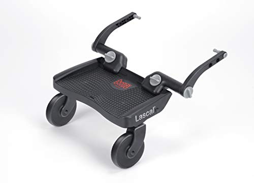 Lascal BuggyBoard Mini 3D Plataforma con ruedas para carrito infantil, accesorio para niños de 2 a 6 años (22 kg), compatible con casi todas las sillitas de paseo, rojo