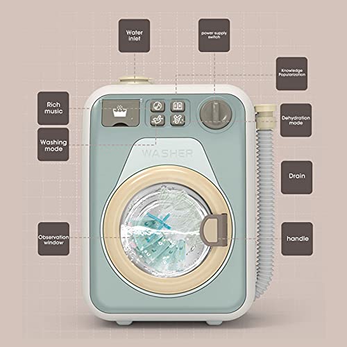 Lavadoras de juego de simulación, mini lavadora de plástico eléctrica, juguetes eléctricos para niños con rodillo extraíble sin batería