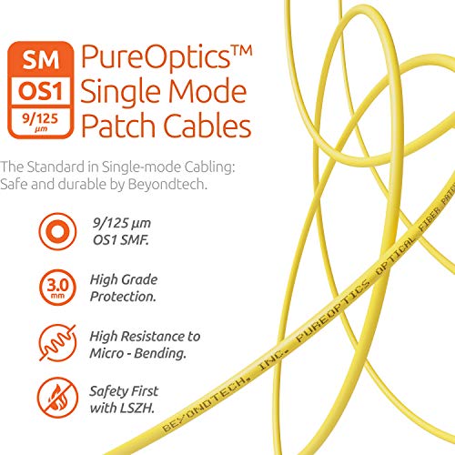 LC/UPC a SC/APC Latiguillo de Fibra Óptica monomodo - 1 Metro - 9/125um OS1 / 3.0mm LSZH (1 Unidad) - Beyondtech PureOptics Cable Series