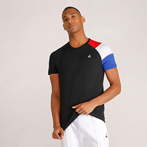 Le Coq Sportif ESS tee SS N°1 Camiseta, Hombre, Black/p.Rouge/N.o.w/Cobalt, S