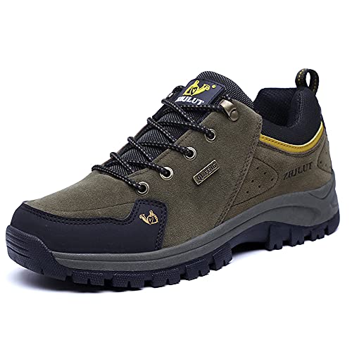 LECYGNB Zapatillas de Trekking Hombre Impermeable Zapatillas de Senderismo Al Aire Libre Botas de Montaña Zapatillas de Camping Antideslizantes Sneakers Verde 42