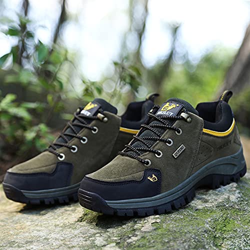 LECYGNB Zapatillas de Trekking Hombre Impermeable Zapatillas de Senderismo Al Aire Libre Botas de Montaña Zapatillas de Camping Antideslizantes Sneakers Verde 42