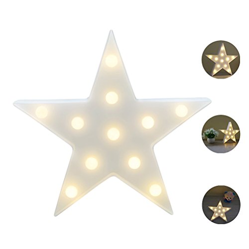 Ledmomo - Lámpara de noche de 11 luces LED con forma de estrella, funciona con pilas, para decoración de Navidad, bodas o fiestas