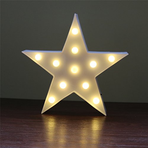 Ledmomo - Lámpara de noche de 11 luces LED con forma de estrella, funciona con pilas, para decoración de Navidad, bodas o fiestas