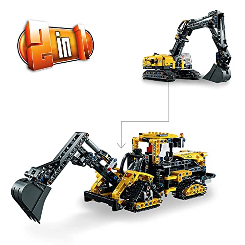 LEGO 42121 Technic Excavadora Pesada a Tractor, Modelo 2 en 1, Juguete de Construcción de Vehículos para Niños 8 Años