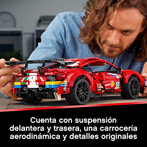 LEGO 42125 Technic Ferrari 488 GTE “AF Corse #51" Modelo de Coche de Carreras Exclusivo, Set de Construcción para Adultos