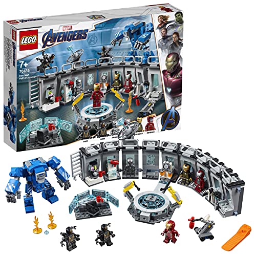 LEGO 76125 Super Heroes Iron Man: Sala de Armaduras, Juguete de Construcción con Colección de Trajes de Combate de Tony Stark