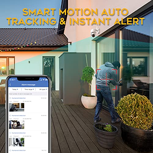 LEMNOI Cámara de Vigilancia Exterior WiFi 1296P, Cámara IP de Seguridad con Visión Nocturna en Color, Visualización de 360 °, IP66 Impermeable Detección de Movimiento Audio Bidireccional, U100