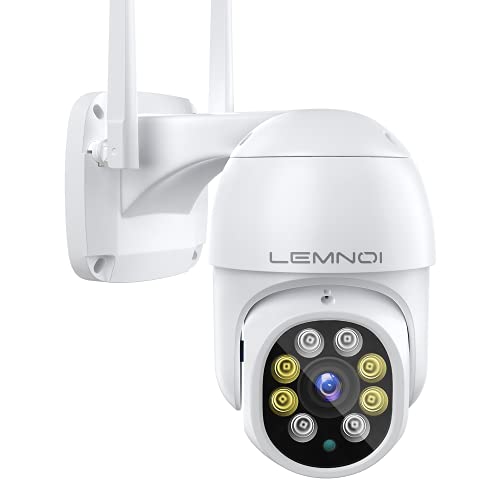LEMNOI Cámara de Vigilancia Exterior WiFi 1296P, Cámara IP de Seguridad con Visión Nocturna en Color, Visualización de 360 °, IP66 Impermeable Detección de Movimiento Audio Bidireccional, U100