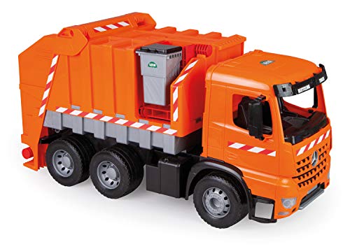 Lena 02168 Fuerte Fortuna Basura Carro Mercedes arocs, 3 – achser, Naranja – Plata, con Pegatinas, Aprox. 74 cm