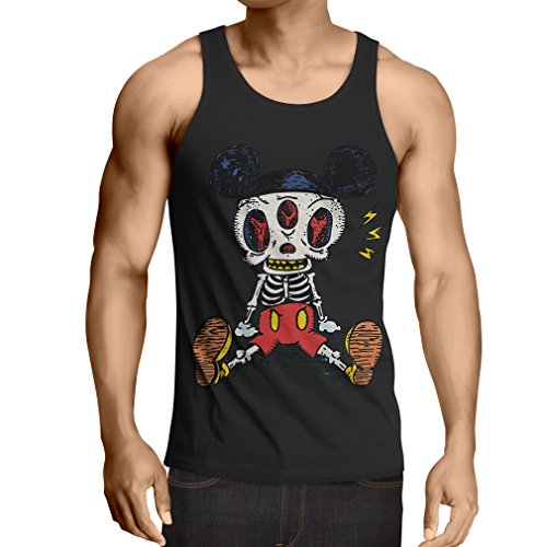 lepni.me Camisetas de Tirantes para Hombre Esqueleto de un ratón (X-Large Negro Multicolor)