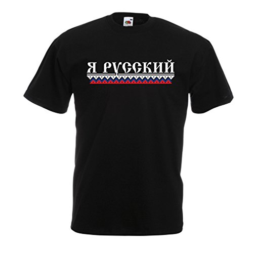 lepni.me Camisetas Hombre Soy Ruso, Amo Rusia (Large Negro Multicolor)