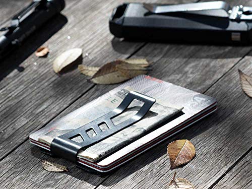 Lever Gear Toolcard Pro con Clip para Billetes - Multi-herramienta 40 en 1 en formato de tarjeta de crédito. Multi Herramienta de Cartera Elegante Minimalista de Acero Inoxidable – Color Negro