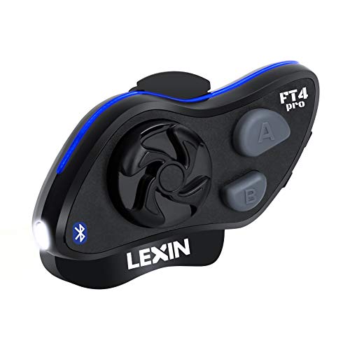 LEXIN FT4 Pro Intercomunicador Casco Moto con Radio FM, Estroboscopio SOS, Sistema de Comunicación Reducción de Ruido, Navegación y Teléfono,Distancia de intercomunicación 2000M para Motocicletas