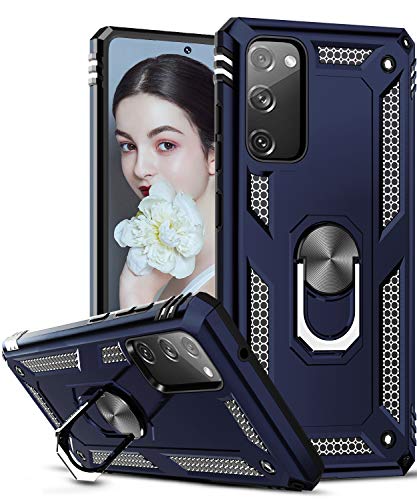 LeYi Funda Samsung Galaxy S20 FE / S20 FE 5G / S20 Lite,Armor Carcasa con 360 Grados Anillo iman Soporte Hard PC y Silicona TPU Bumper Antigolpes Case para Movil S20 FE，Azul