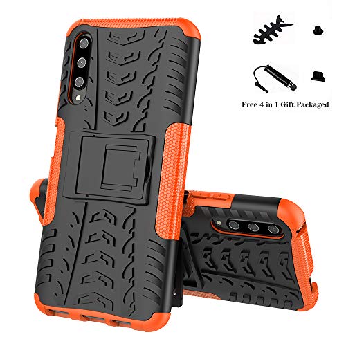 LFDZ Funda Huawei P Smart Z,con Soporte Cáscara de Doble Capa de Cubierta Heavy Duty Silicona Caso Funda para Huawei P Smart Z/Honor 9X Pro / Y9 Prime[Not fit Huawei Honor 9X],Naranja