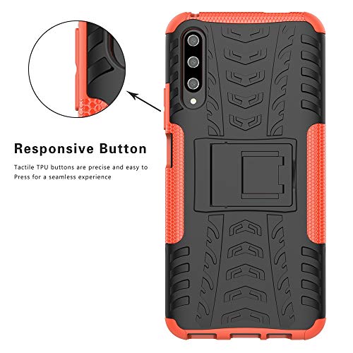 LFDZ Funda Huawei P Smart Z,con Soporte Cáscara de Doble Capa de Cubierta Heavy Duty Silicona Caso Funda para Huawei P Smart Z/Honor 9X Pro / Y9 Prime[Not fit Huawei Honor 9X],Naranja