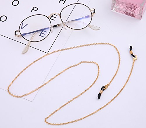 LIKGREAT Cadenas de gafas para mujeres con cuentas de lectura gafas Cords Gafas de sol correa retenedor (dorado)