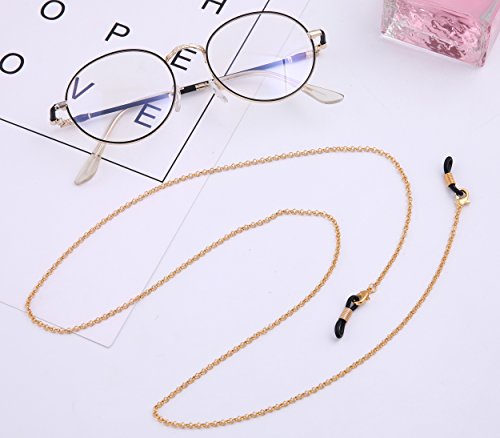 LIKGREAT Cadenas de gafas para mujeres con cuentas de lectura gafas Cords Gafas de sol correa retenedor (dorado)