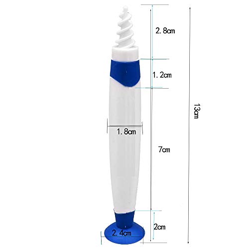 Limpiador de Oídos, Limpiador de Oídos Q Grips con Ventosa, Kit de Eliminación de Cera de Oído, en Espiral de Limpiador de Oídos Inteligente, con Mango y 16 Puntas Lavables, Seguro y Suave - Azul