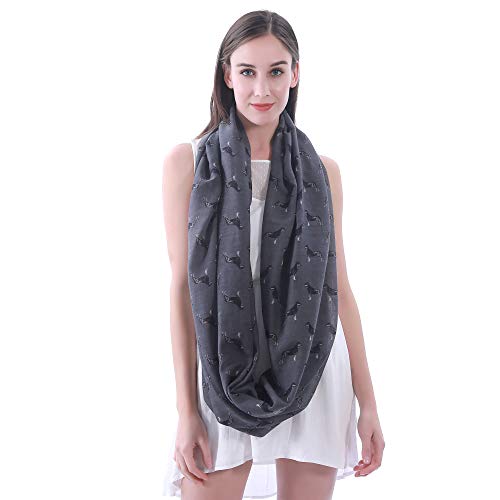 Lina & Lily Bufanda Infinita Snood con Estampado de Perros Rottweiler (Gris)