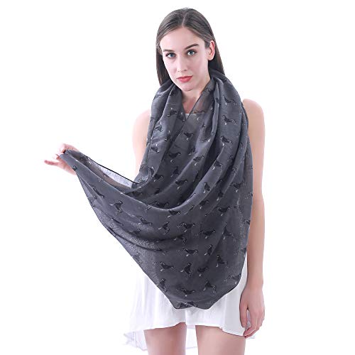 Lina & Lily Bufanda Infinita Snood con Estampado de Perros Rottweiler (Gris)