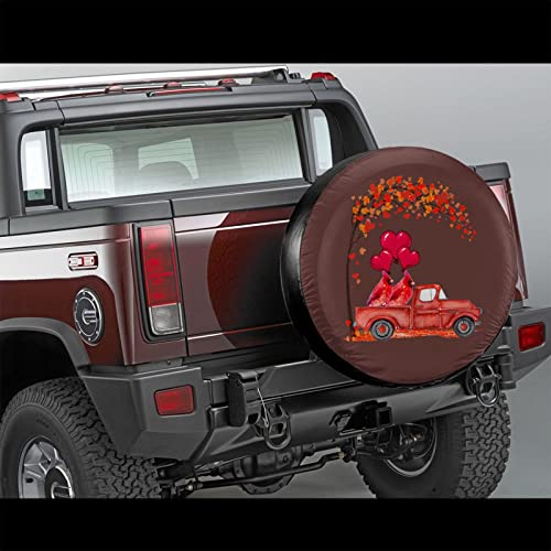 Linda camioneta roja Cardinal Birds día de San Valentín Fundas de rueda de repuesto universal para neumáticos de repuesto para remolques Rv Suv y varios accesorios de vehículos de 15 pulgadas