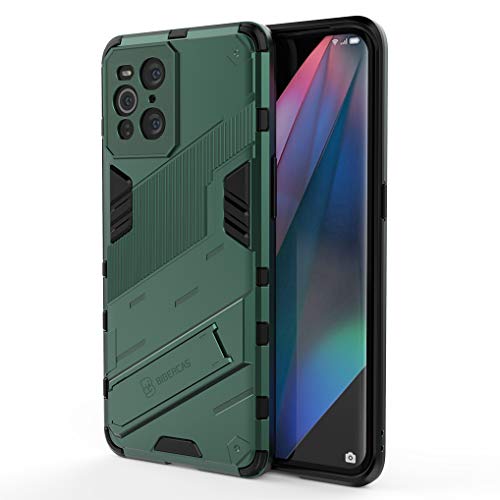 Liner Funda para OPPO Find X3 Pro Estuche, Carcasa de Antigolpes [Rugged Armour] Soporte Plegable Oculto Silicona TPU Bumper Anti-Caída Case para OPPO Find X3 Pro - Verde