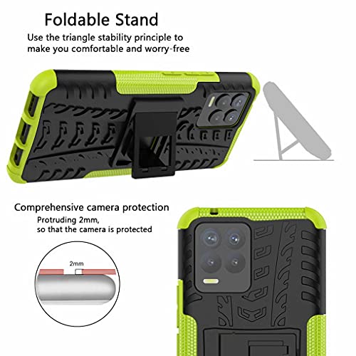 Liner Funda para Realme 8 Pro/Realme 8 4G Estuche, Carcasa de Antigolpes [Rugged Armour] Soporte Plegable Oculto + TPU Bumper Rubber Caso para Realme 8 Pro/Realme 8 4G - Verde