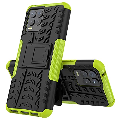 Liner Funda para Realme 8 Pro/Realme 8 4G Estuche, Carcasa de Antigolpes [Rugged Armour] Soporte Plegable Oculto + TPU Bumper Rubber Caso para Realme 8 Pro/Realme 8 4G - Verde