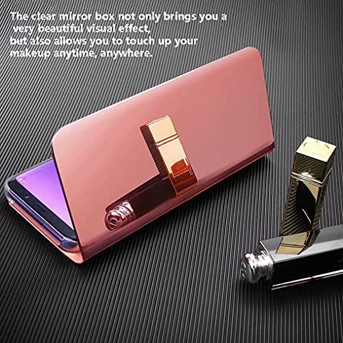 LINER Funda para Xiaomi Poco X3 Pro/Poco X3 NFC Estuche, Espejo Carcasa Ultra Slim Ligero Flip Libro Funda Clear View Standing Cover Mirror PC + PU Bumper Soporte Plegable Case - Azul Morado