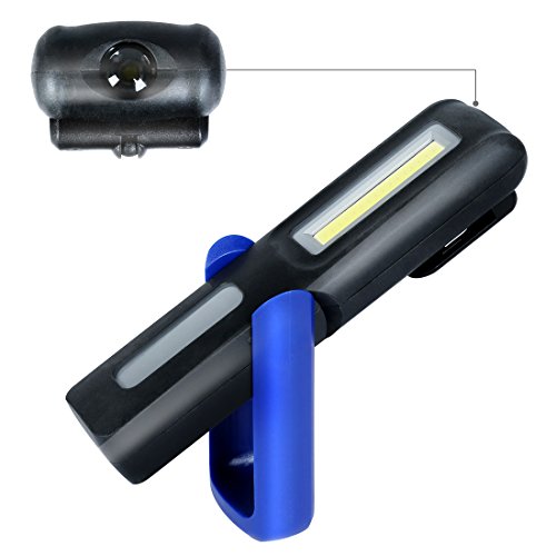 Linterna Taller Lampara led Recargable，HTBAKOI Luz de Trabajo Portatil Mecanico Superbrillante Dual Luz Modo( LED + COB ) con Base Magnética 360º Gancho para Coche Hogar Camping Carro Uso Emergencia