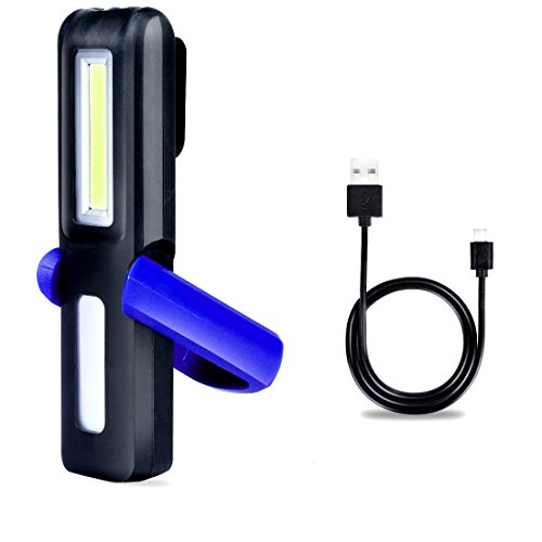 Linterna Taller Lampara led Recargable，HTBAKOI Luz de Trabajo Portatil Mecanico Superbrillante Dual Luz Modo( LED + COB ) con Base Magnética 360º Gancho para Coche Hogar Camping Carro Uso Emergencia