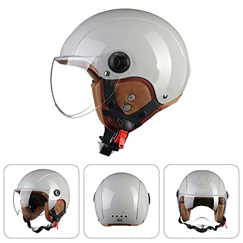 LIONCIANO Cascos De Motocicleta para Hombres y Mujeres, Cascos De Ciclomotor con Visera Reflectante, Que Protege La Seguridad Vial De Los Usuarios(Gris, Lente Transparente)