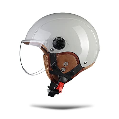 LIONCIANO Cascos De Motocicleta para Hombres y Mujeres, Cascos De Ciclomotor con Visera Reflectante, Que Protege La Seguridad Vial De Los Usuarios(Gris, Lente Transparente)