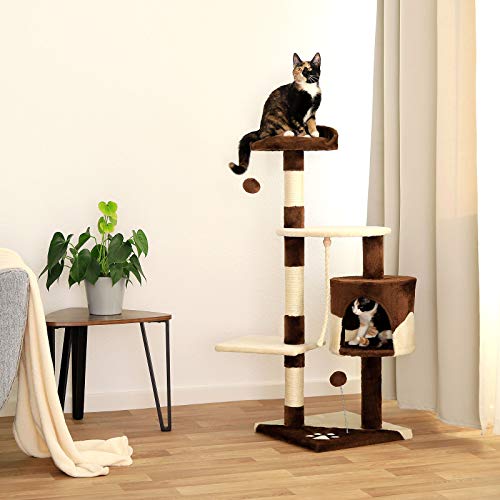 lionto by dibea Árbol rascador para Gatos Altura 112 cm marrón/Beige