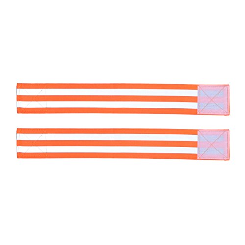 LIOOBO 1 par de Bandas Reflectantes para el Brazo de la muñeca, Tobillo, Pierna, Tren de rodaje Reflectante para Hombres, Mujeres, Noche, Ciclismo, Andar en Bicicleta (Naranja)